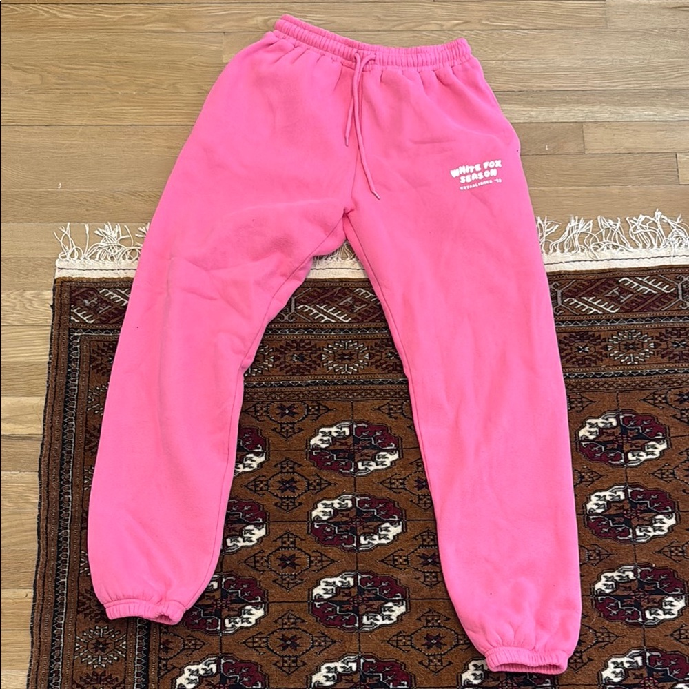 White Fox Boutique Pink Joggers Soft Fleece Elastic Waist